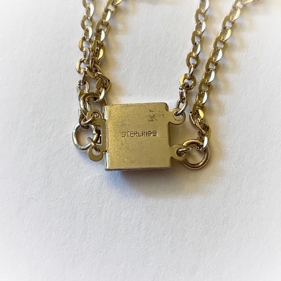 VTG Deco Style Gold Wash Sterling Black Bead Double Strand Necklace - Picture 14 of 15